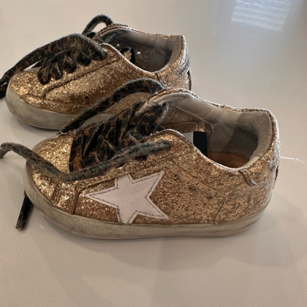 Golden Goose Kids Gold Sequin Sneakers with Star